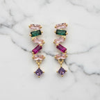 Golden Cubic Zirconia Earrings - Terciany 