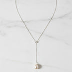 Sterling Silver Adjustable Y Shape Pearl Necklace - Terciany 