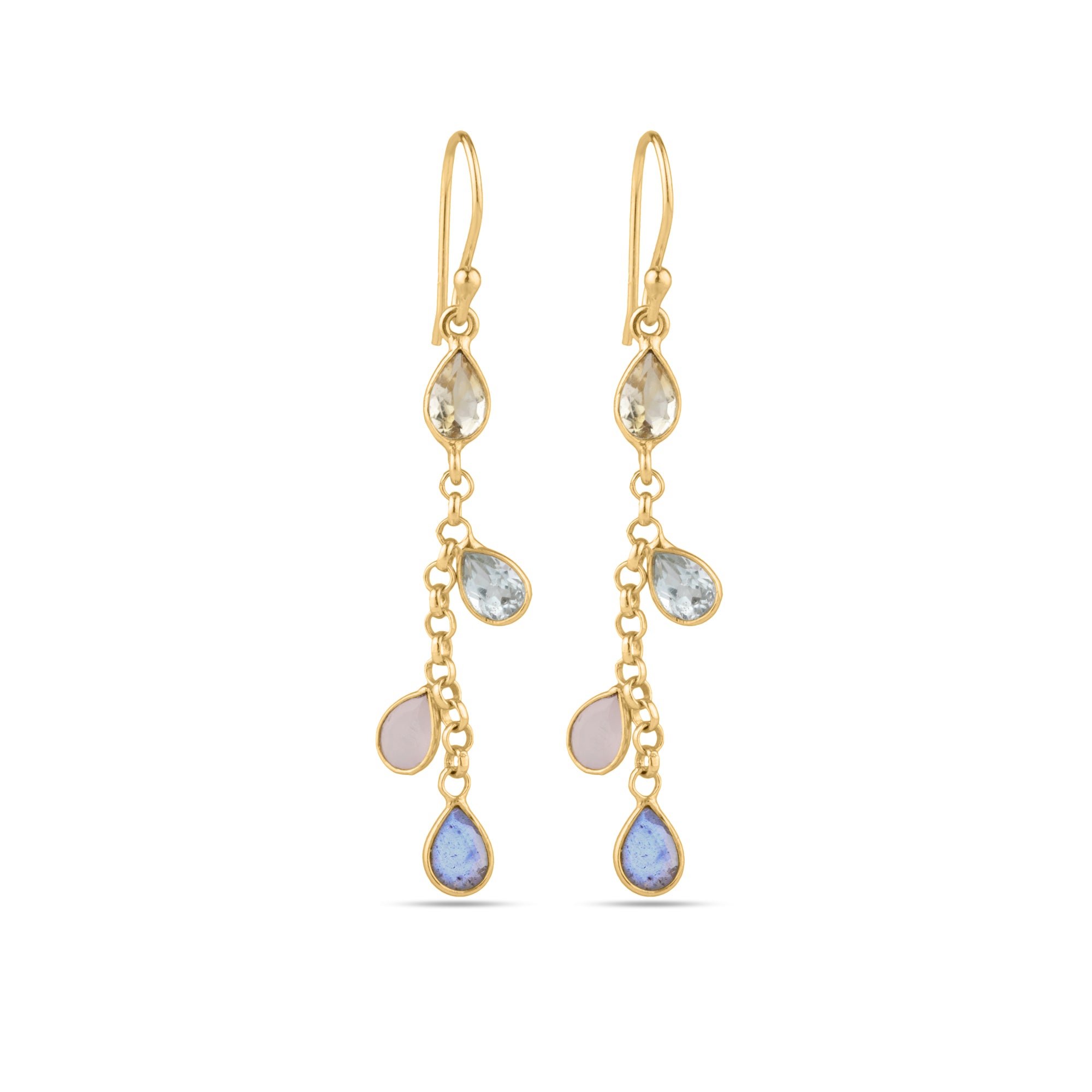 Dangly pastel Semi Presious stone drop earrings