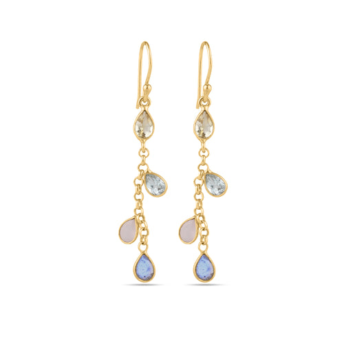 Dangly pastel Semi Presious stone drop earrings