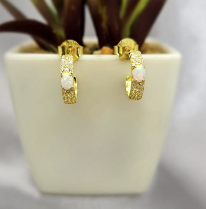 14Mm Gold Hoop With Stone
