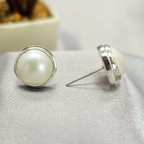 13mm White Mabe Stud Earrings - Terciany 