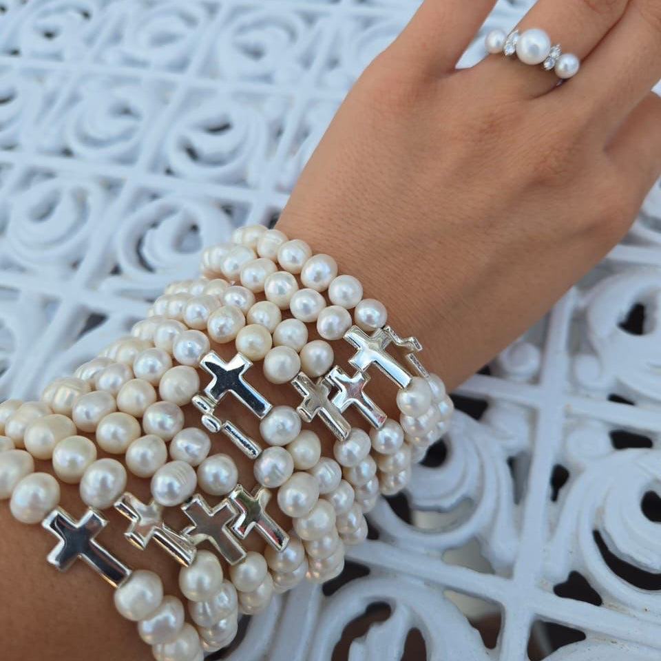 Freshwater Pearl Cross Bracelet – Terciany