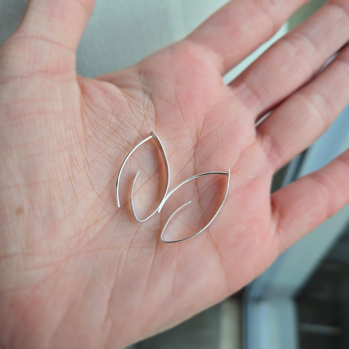 Silver V Shape hoops