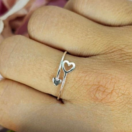 Sterling Silver Cross Over Heart Ring