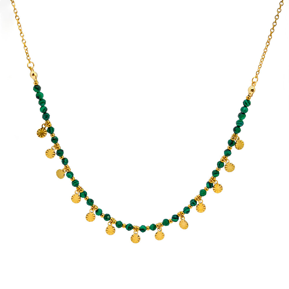 Malachite Semi Precious stone necklace with lots of dainty dots