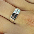 Double Band Sterling Silver Signet Ring