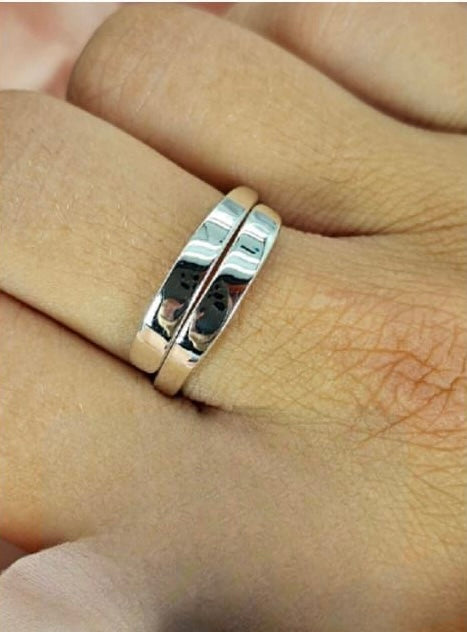 Double Band Sterling Silver Signet Ring