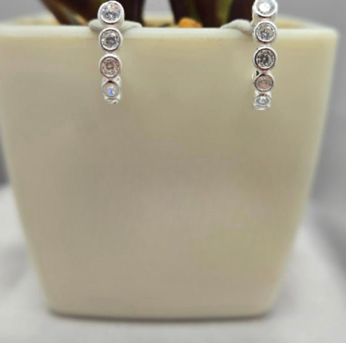 Halfmoon Hoops With Tube Setting Cubics
