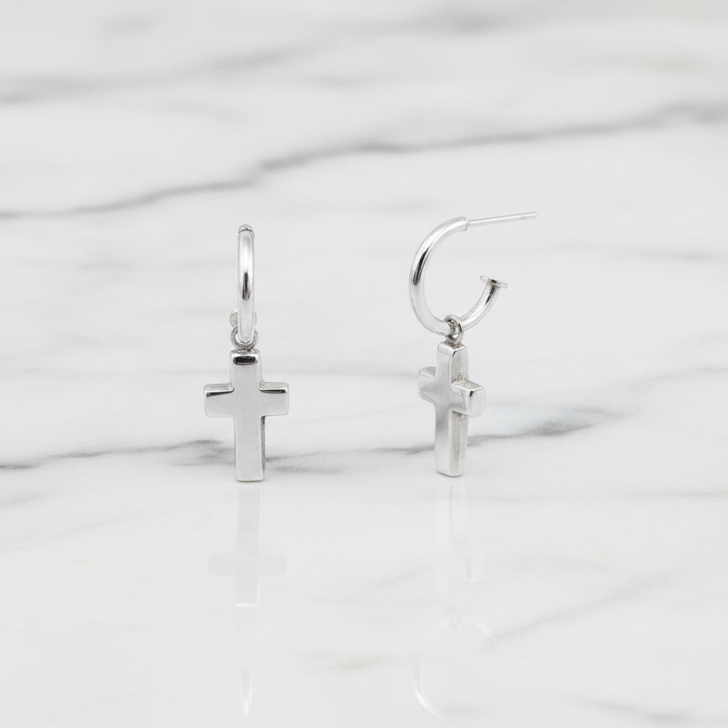 Sterling Silver Cross Pretty Woman Earrings