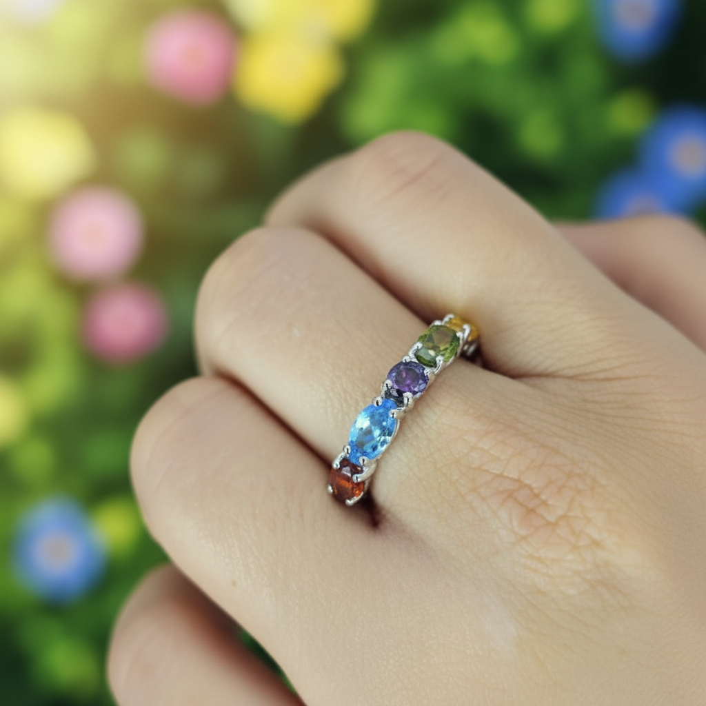 Round Stone Rainbow Ring - Terciany 