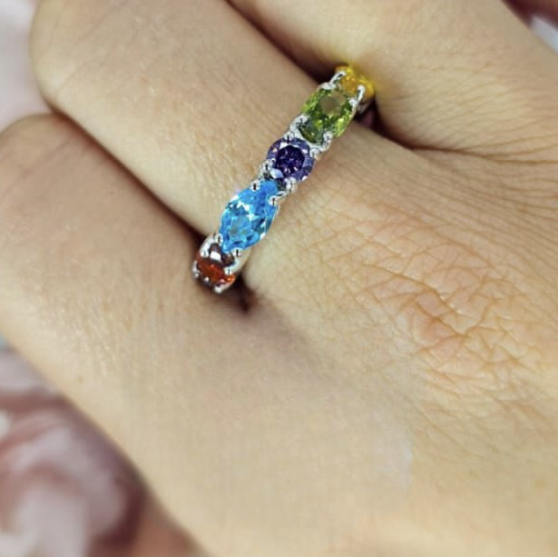 Round Stone Rainbow Ring