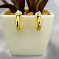 15mm Gold Hoops With Cubic Zirconia Top