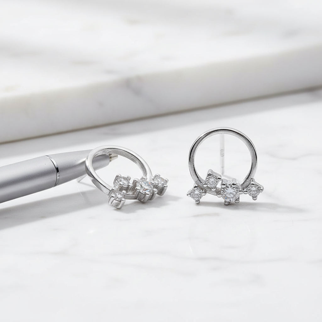 Circle Stud With Cubic Drops