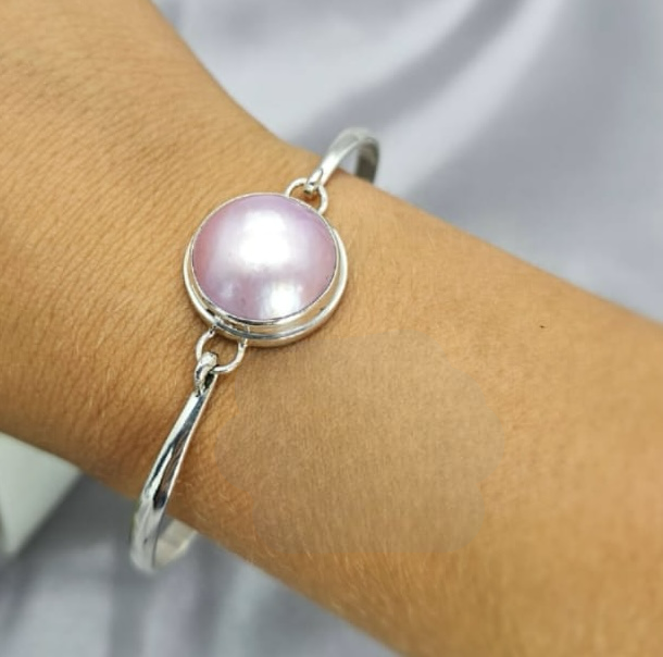 70Mm Bracelet With Pink Mabe Pearl
