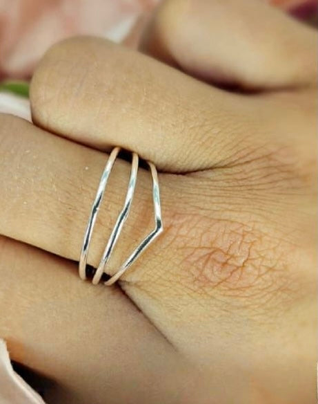 Sterling silver three band ring