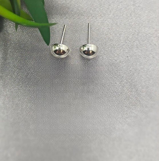 8 mm Silver Dome Earrings