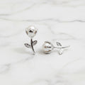 Rose bud Studs With Freshwater Pearl Centre