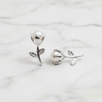 Rose bud Studs With Freshwater Pearl Centre