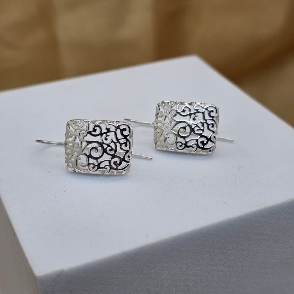 Square Filigree Drop Earrings