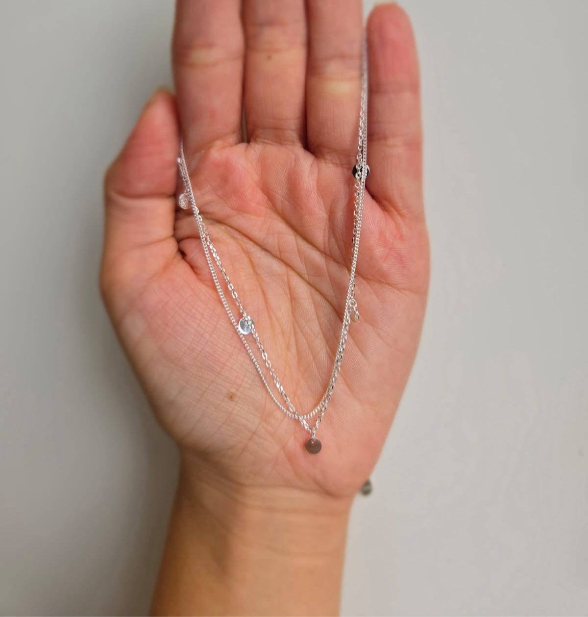 Double Layer Necklace With Disc Detail
