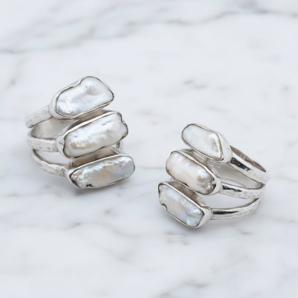 Modern Looking Ring With Three Pearls - Terciany 