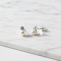 Tiny 3mm pearl drop earrings - Terciany 