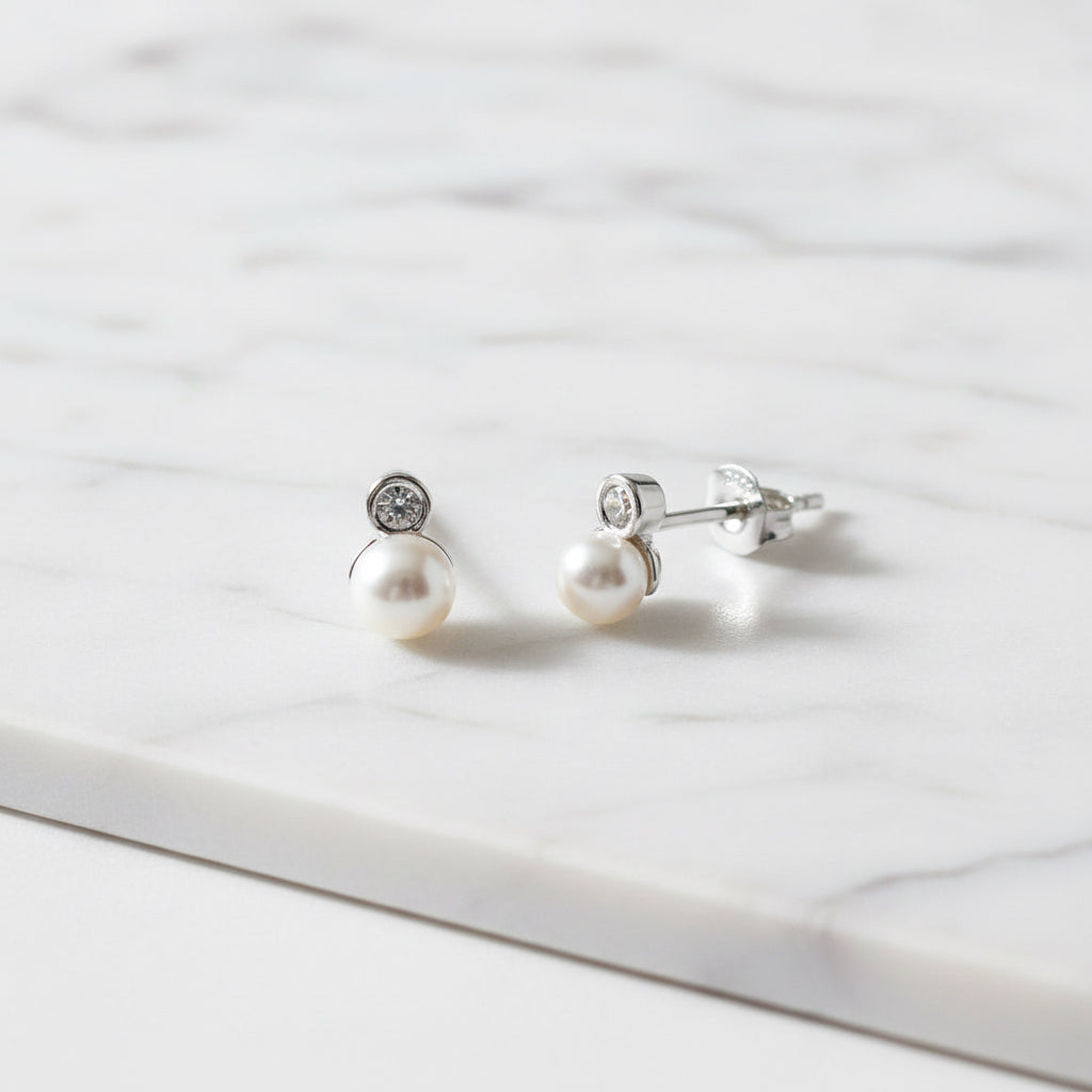 Tiny 3mm pearl drop earrings