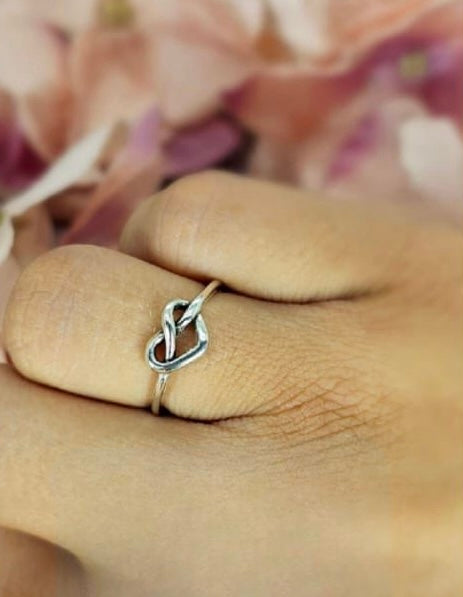 Sterling silver heart knot ring