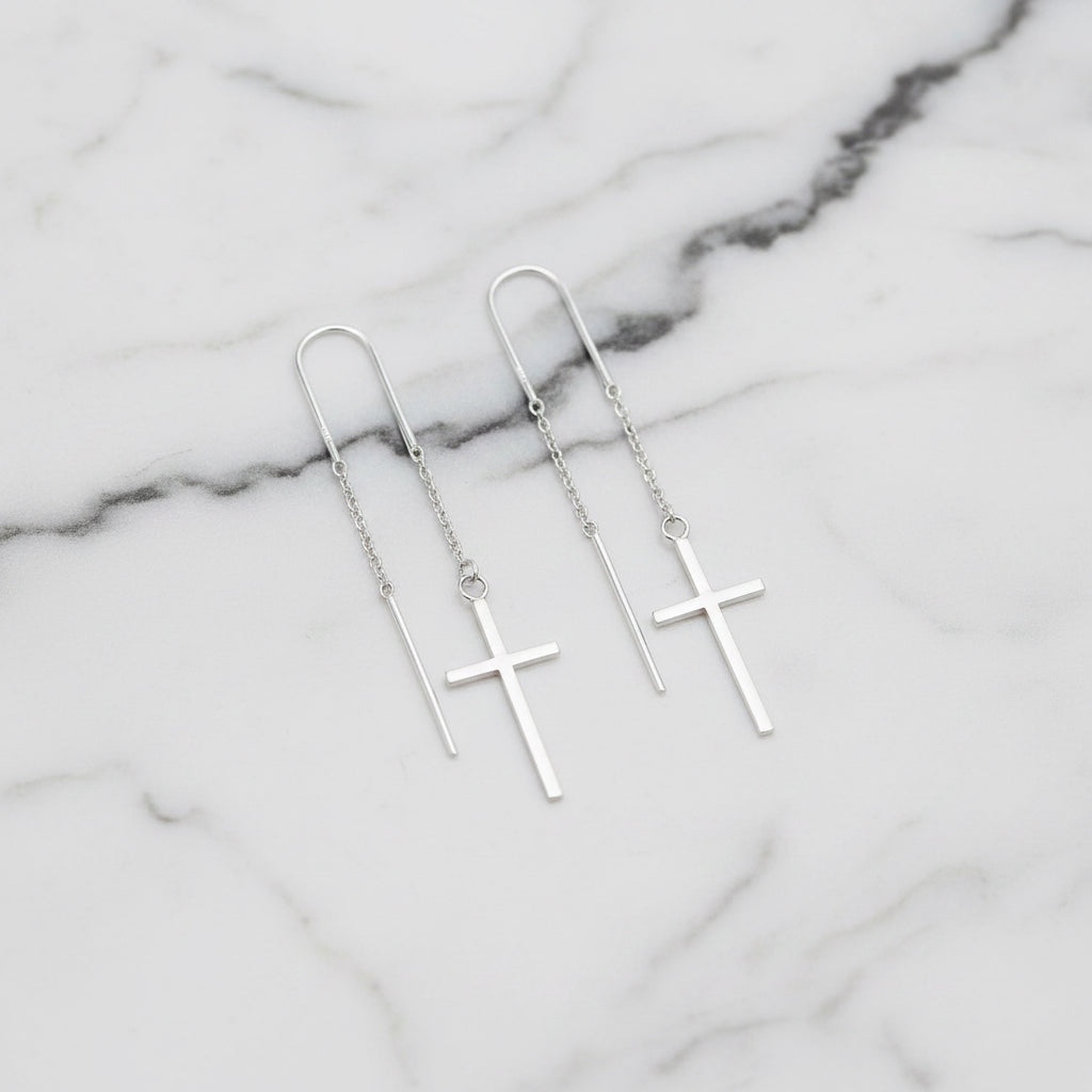 Dangly Cross drop earrings