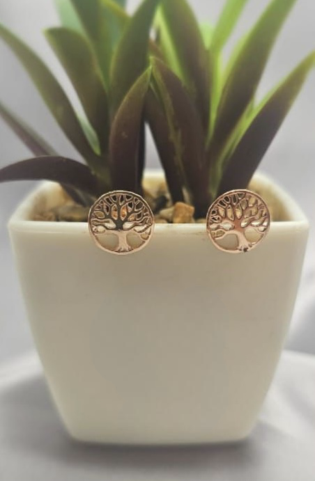 11 mm rosé gold tree of life stud earrings