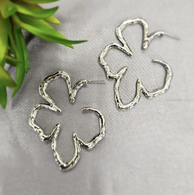 55mm Sterling silver Flower hoop Earrings