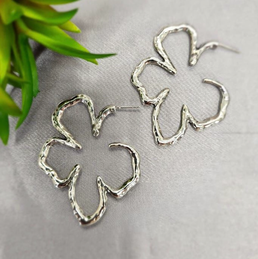 55mm Sterling silver Flower hoop Earrings