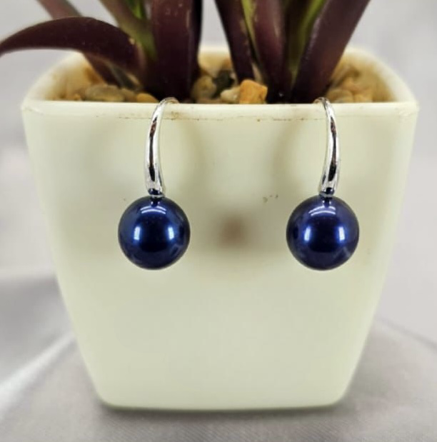 Blue freshwater pearl drop earrings