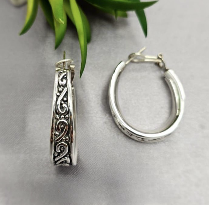 15X23X4Mm Filigree Hoop Earrings