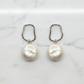 Modern Coin Pearl Earrings