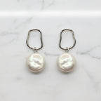 Modern Coin Pearl Earrings