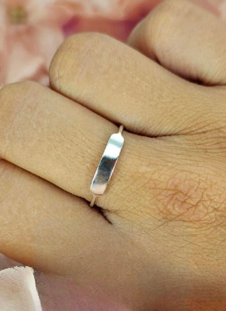 Sterling Silver Ring With Rectangular Top