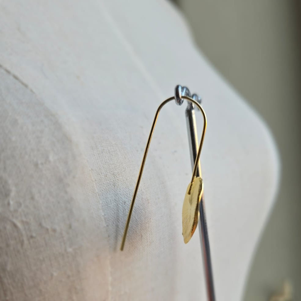 Golden Viola Leave Earrings