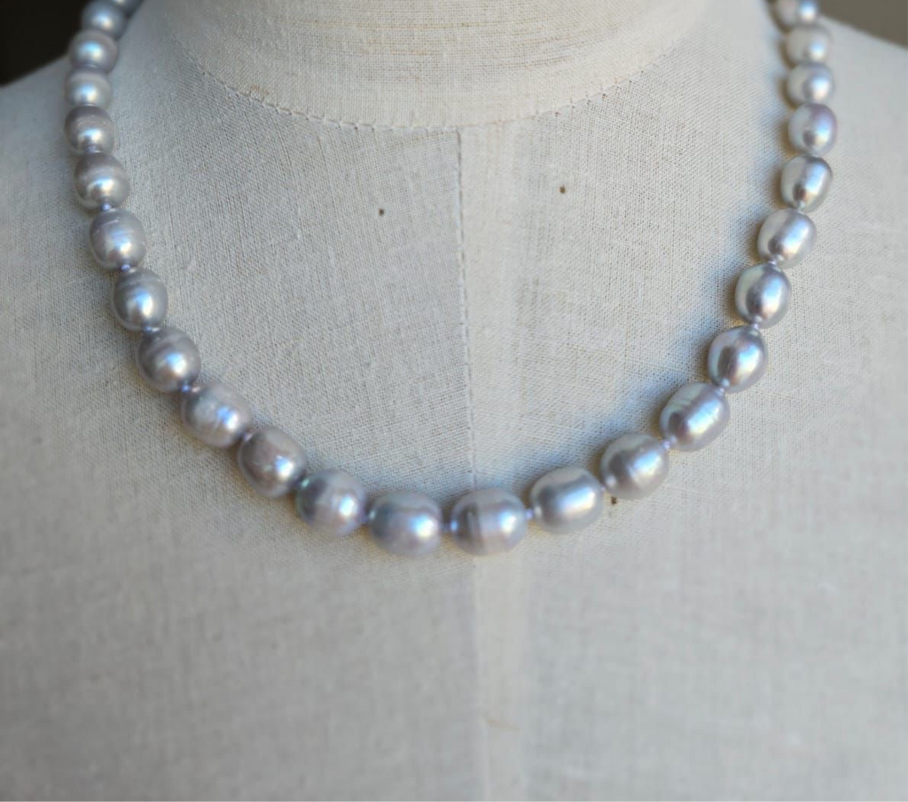 9-10Mm Grey Freshwater Pearl Necklace