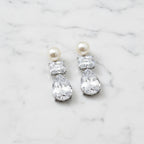 Stunning Eye Catching Drop Earrings With Beautiful Freshwater Pearls And The Brilliant Cut Cubic Zirconia Drops - Terciany 