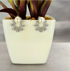 Lovely Cubic Zirconia Detailed Stud With Freshwater Pearl On Top - Terciany 