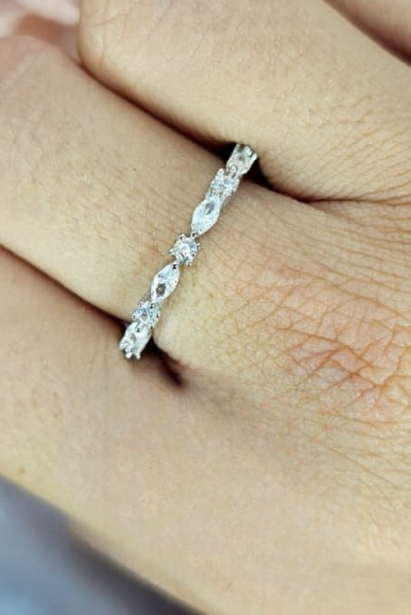 Stunning Sterling silver eternity ring with cubic zirconia stones