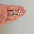 Green Teardrop Drop Earrings