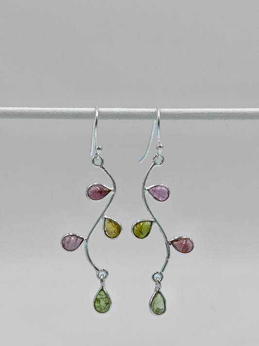 Tourmaline tree drop earrings