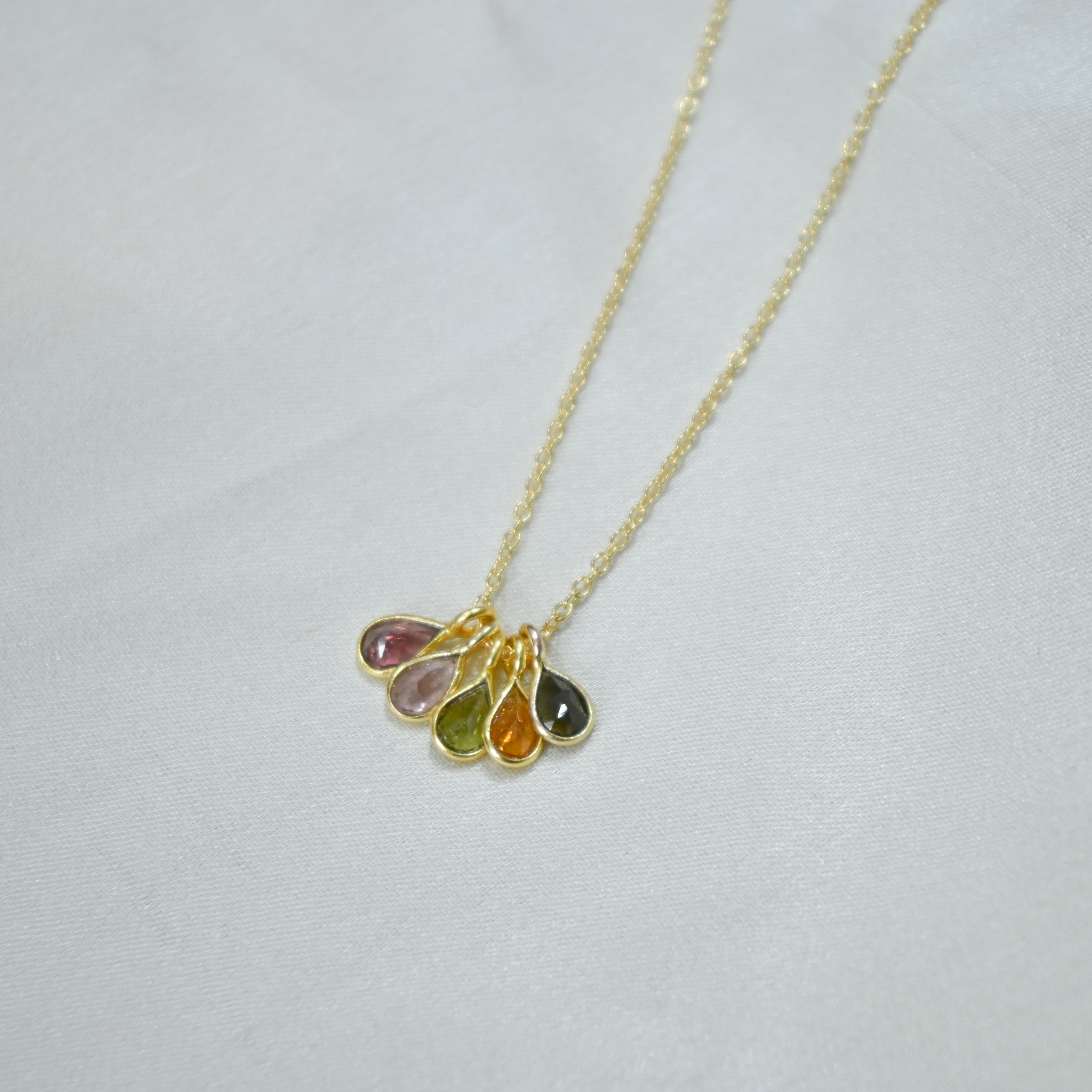 Necklace with colorful pendant on a light gray background