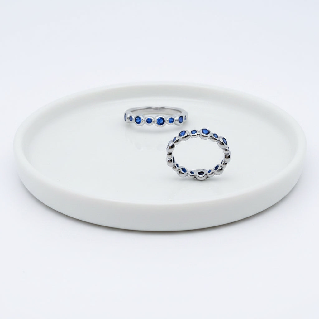 Round Blue Cubic Zirconia Stacking Ring