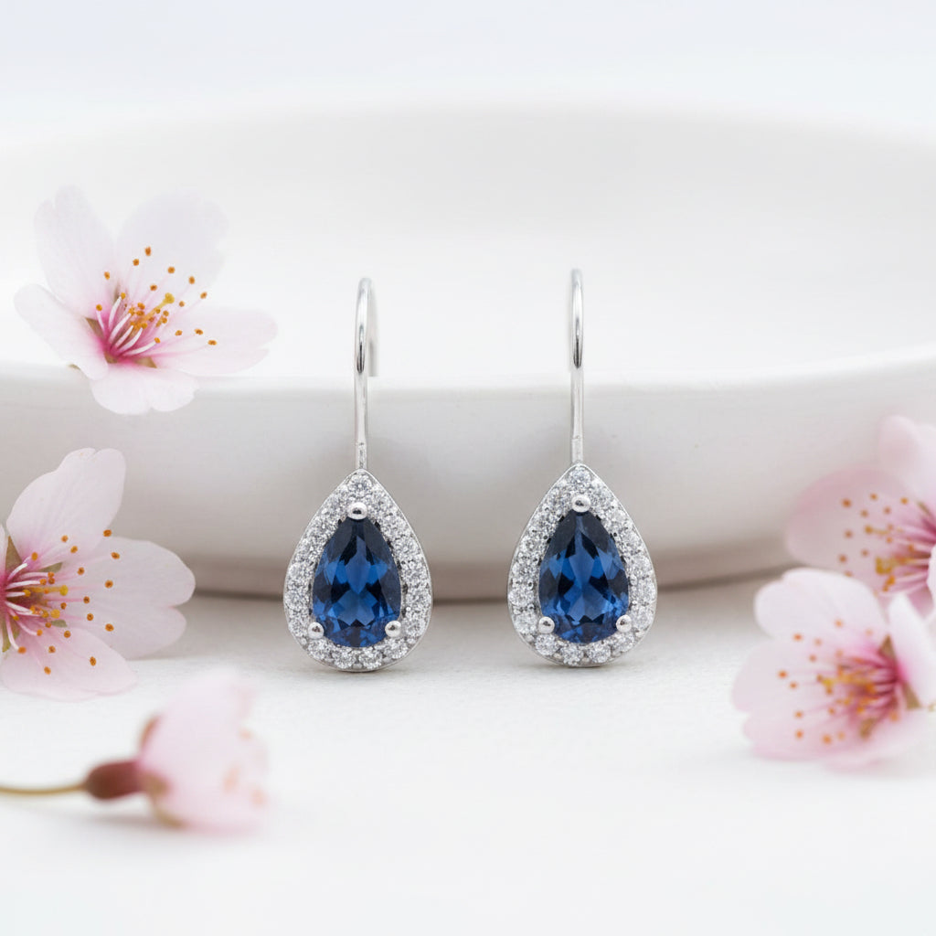 Blue Teardrop Drop Earring