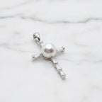 Sterling Silver Cross With Cubic Zirconia Detail And Freshwater Pearl - Terciany 