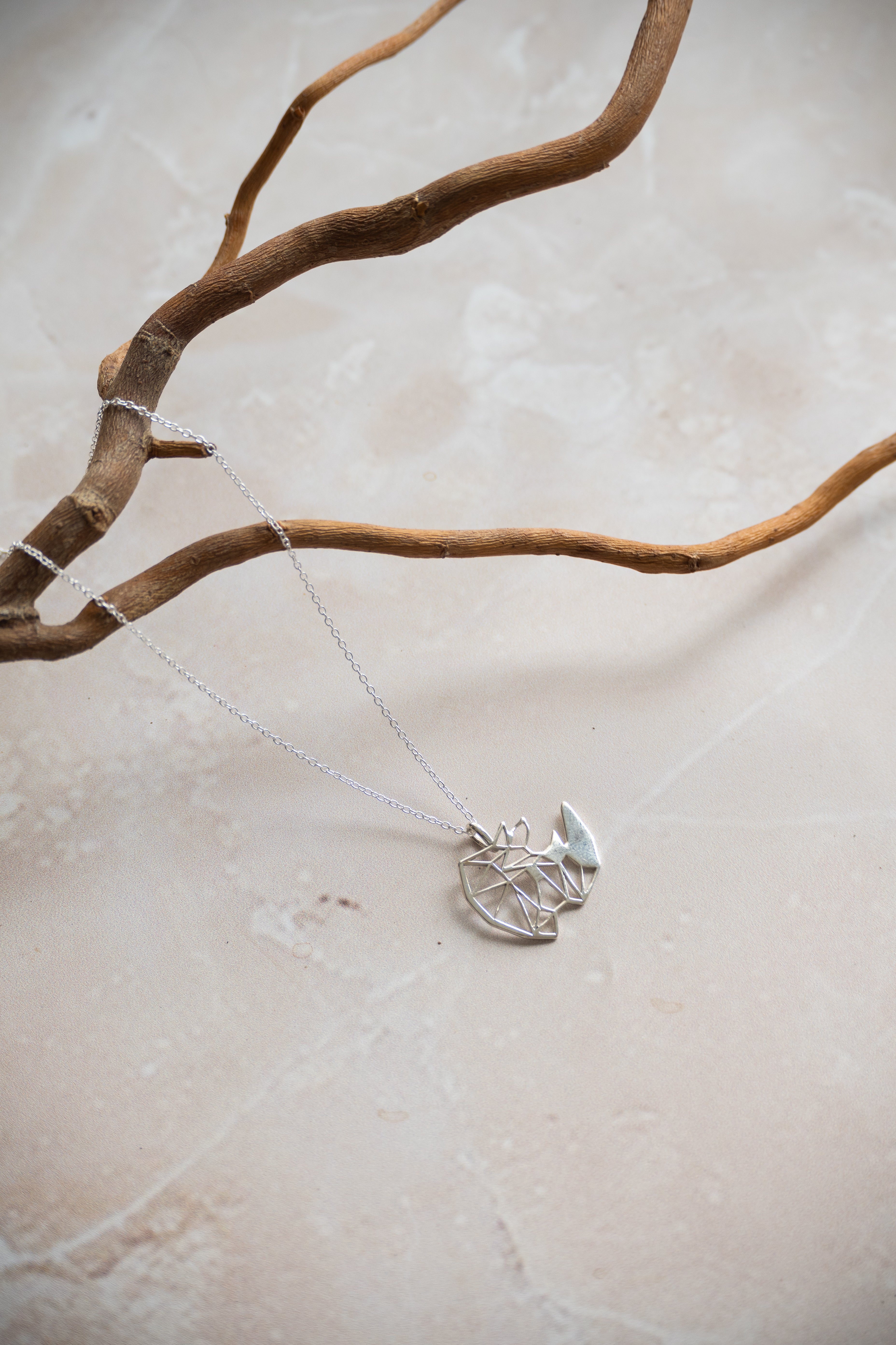 Geo Rhino Necklace Available In Sterling Silver Or Gold